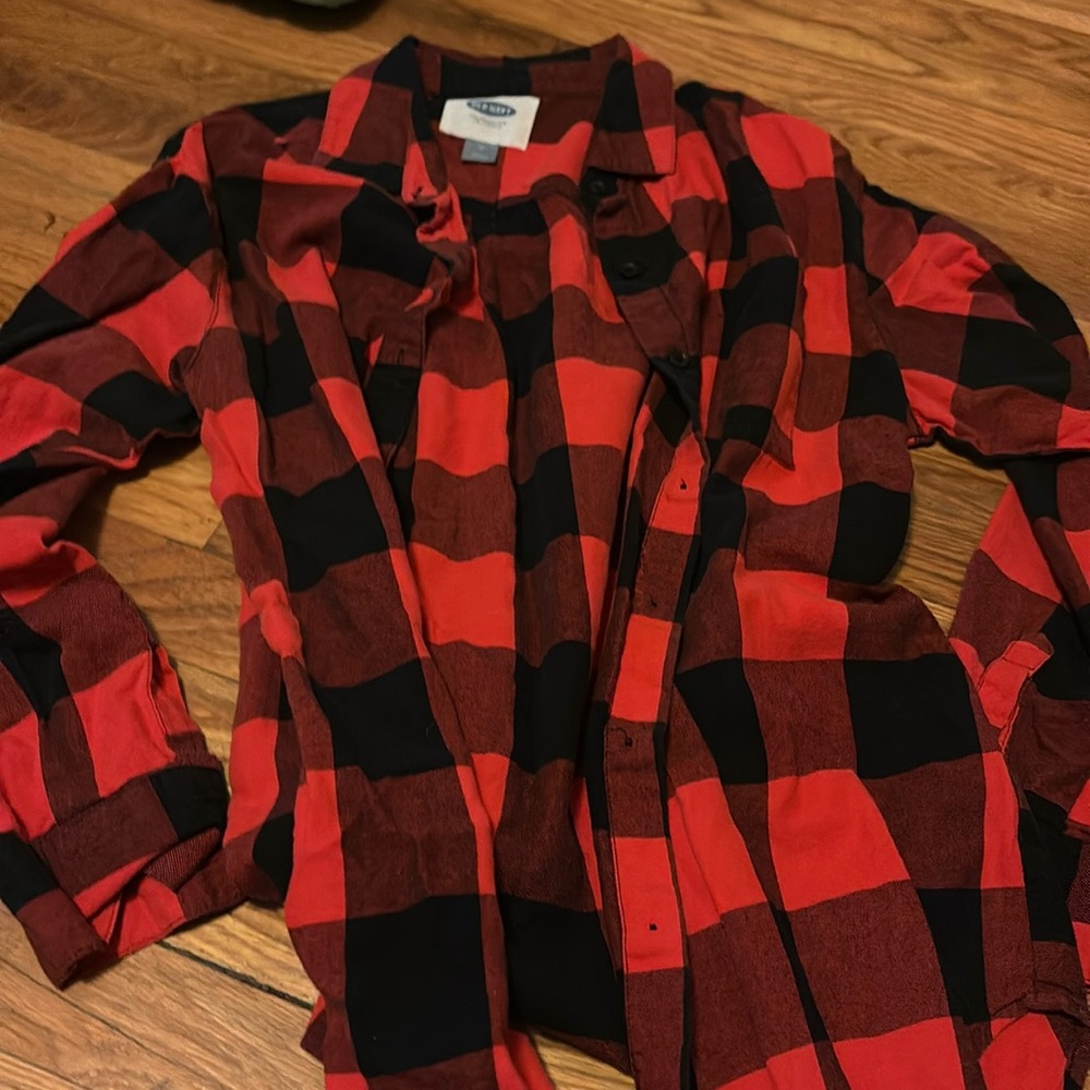 Red and black flannel shirt